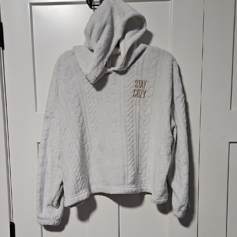 Womens White Sleep/Lounge Hoodie "Stay Cozy"